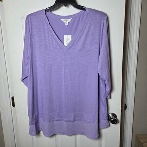 Slim Factor sz 3X lavender tunic top NWT casual lightweight basic fall everyday